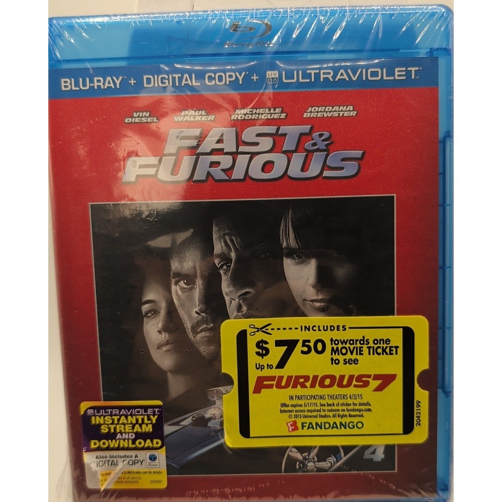 Universal Fast & Furious Blu-ray New Vin Diesel Paul Walker Action Movie UV